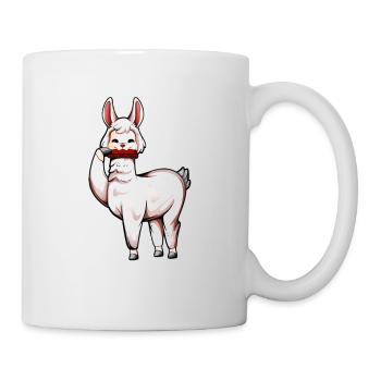 Lama spielt Mundharmonika - Tasse - Weiß - Rechts