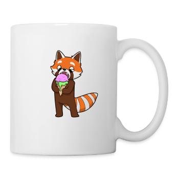 Comic Roter Panda genießt Eistüte - Tasse - Weiß - Rechts