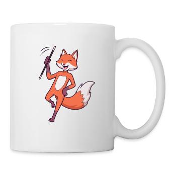 Comic Fuchs beim Twirling - Tasse - Weiß - Rechts