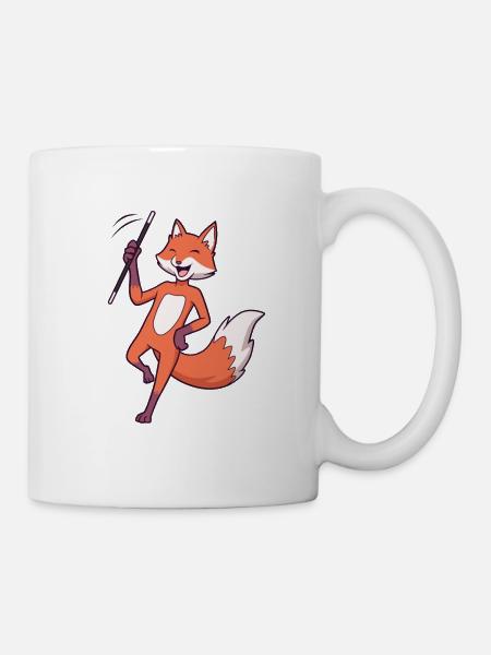 Comic Fuchs beim Twirling - Tasse - Weiß