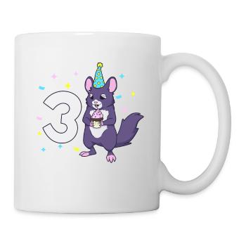 With chinchilla - children's birthday 3 years - Mug - white - Right