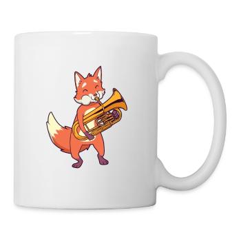 Un renard de dessin animé joue de l’euphonium - Mug blanc - blanc - Droite