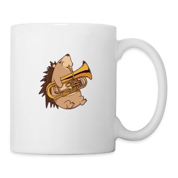 Cartoon Igel spielt Euphonium - Tasse - Weiß - Rechts