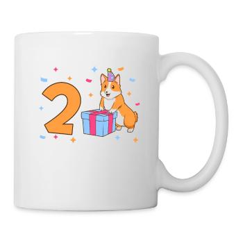 Avec Corgi - Anniversaire de fille 2 ans - Mug blanc - blanc - Droite