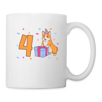 With Corgi - Girl Birthday 4 Years - Mug - white - Right