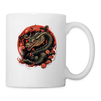 Asiatisch Drache Anime Japanisch Meer Wellen - Tasse - Weiß - Rechts