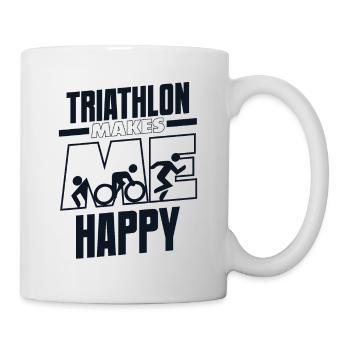 Triathlon Makes Me Happy Training Triathlonrad - Tasse - Weiß - Rechts