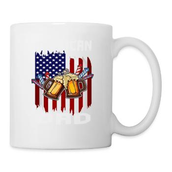 4th Of July Proud American Dad US Flag Pride - Tasse - Weiß - Rechts