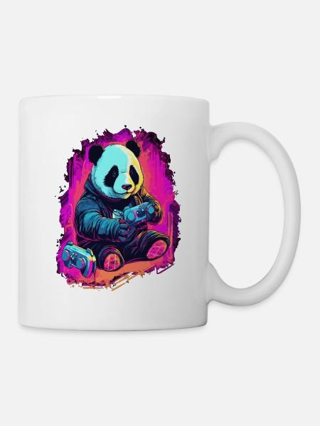 cute fat japanese Panda gamer Play Consol - Tasse - Weiß