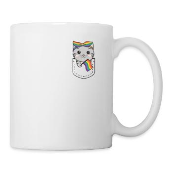 Regenbogen Katze Flag Pride LGBTQ süße Katzen - Tasse - Weiß - Rechts