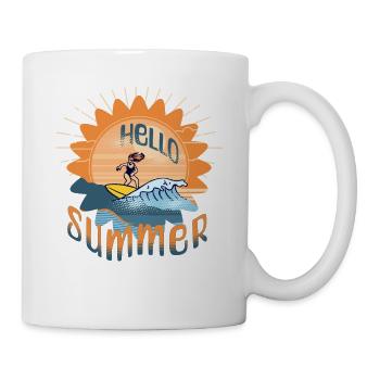 Hello Summer Surfing Surfboard Woman Summer Vacation - Mug - white - Right