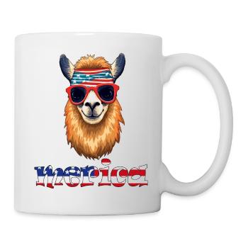 Merica 4 juillet Amérique USA Lama Funny Freedom - Mug blanc - blanc - Droite