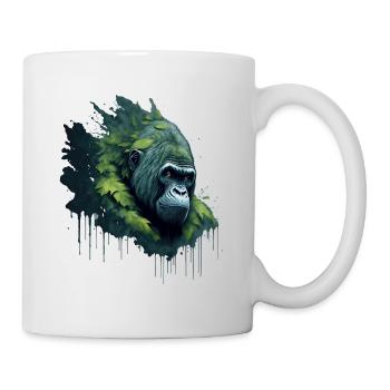 Aquarell Gorilla mit Blättern - Tasse - Weiß - Rechts