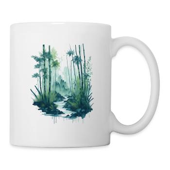 Aquarell Bambusmalerei - Tasse - Weiß - Rechts