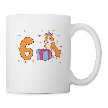Mit Corgi - Mädchen Geburtstag 6 Jahre - Tasse - Weiß - Rechts