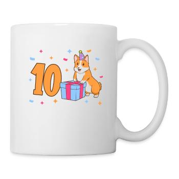 Mit Corgi - Mädchen Geburtstag 10 Jahre - Tasse - Weiß - Rechts