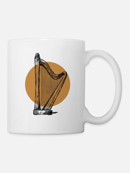 Lineart Harfenmusik Harfe Konzertharfe - Tasse - Weiß