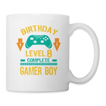 Eight 8yr BDay Son Boy Funny Gamer 8th 8 Year Old - Tasse - Weiß - Rechts