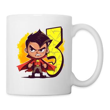 3 Year Old Superhero & Action Children's Birthday Party - Mug - white - Right