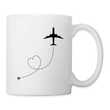 Flugzeug Route Herz Travel - Tasse - Weiß - Rechts