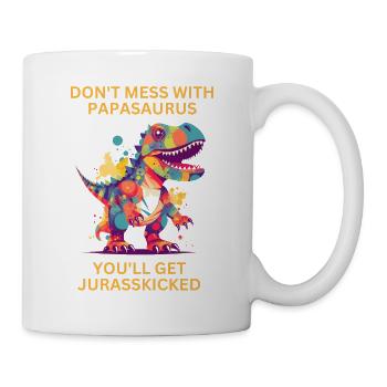 Drôle Papa Papasaurus Dino Dinosaur Cadeau - Mug blanc - blanc - Droite