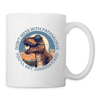 Drôle Papa Papasaurus Dino Dinosaur Cadeau - Mug blanc - blanc - Droite