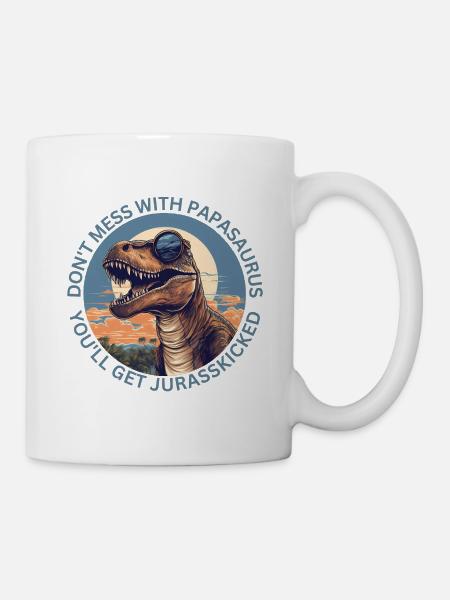 Witziges Papa Papasaurus Dino Dinosaurier Geschenk - Mugg - vit