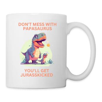 Drôle Papa Papasaurus Dino Dinosaur Cadeau - Mug blanc - blanc - Droite