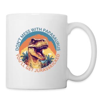 Drôle Papa Papasaurus Dino Dinosaur Cadeau - Mug blanc - blanc - Droite