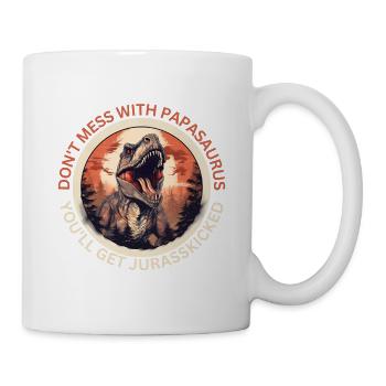 Witziges Papa Papasaurus Dino Dinosaurier Geschenk - Tasse - Weiß - Rechts