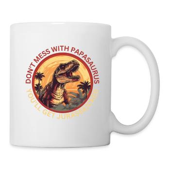 Drôle Papa Papasaurus Dino Dinosaur Cadeau - Mug blanc - blanc - Droite