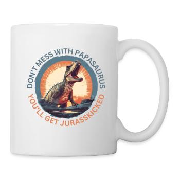 Witziges Papa Papasaurus Dino Dinosaurier Geschenk - Tasse - Weiß - Rechts
