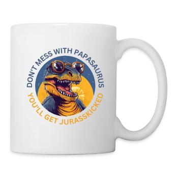 Papasaurus Dinosaurier Kinder Dinos Geschenk - Tasse - Weiß - Rechts