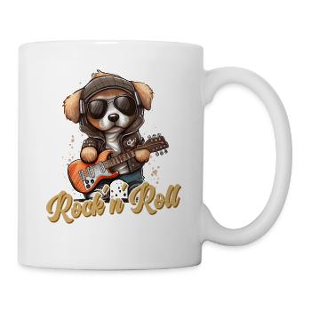 Lustiges Hund mit E-gitarre rock ´n´ Roll - Tasse - Weiß - Rechts