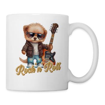 Funny Dog with Electric Guitar Rock 'n' Roll - Mug - white - Right