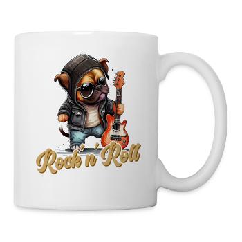 Funny Dog with Electric Guitar Rock 'n' Roll - Mug - white - Right