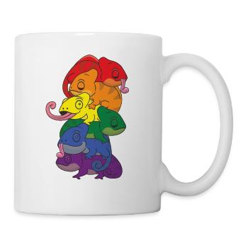 Rainbow Flag Pride LGBTQ Cute Chameleon Stack - Mug - white - Right