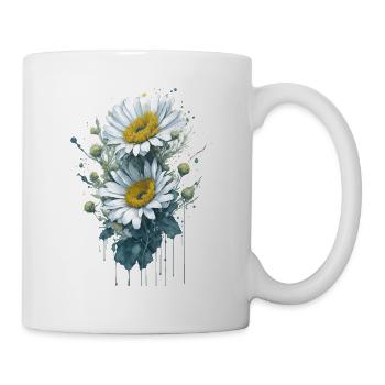 Aquarell Gänseblümchenblume - Tasse - Weiß - Rechts