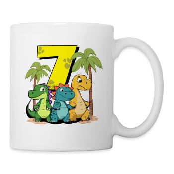 Dinosaures mignons J’ai 7 dino anniversaire - Mug blanc - blanc - Droite