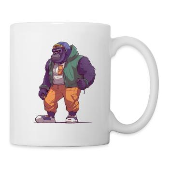 Streetart Gorilla Urban Rap Street Affe - Tasse - Weiß - Rechts