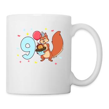 Mit Eichhörnchen - Kinder Geburtstag 9 Jahre - Tasse - Weiß - Rechts