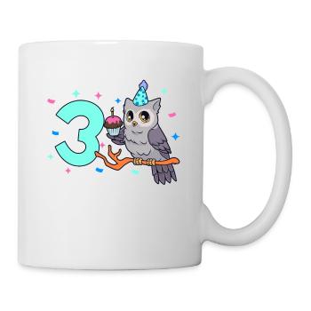 Mit Eule - Kinder Geburtstag 3 Jahre - Tasse - Weiß - Rechts