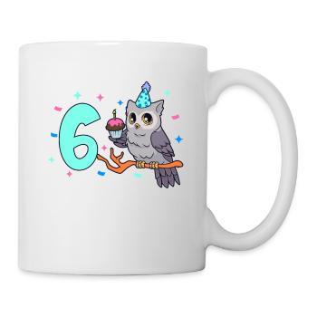 Mit Eule - Kinder Geburtstag 6 Jahre - Tasse - Weiß - Rechts