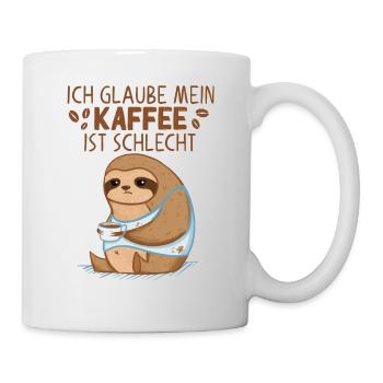 Kaffee Faultier Spruch mein Kaffee ist schlecht - Tasse - Weiß - Rechts