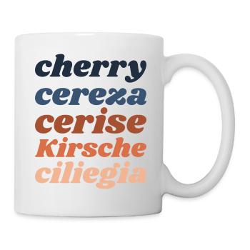 "Cherry" - lettering in 5 languages - Mug - white - Right