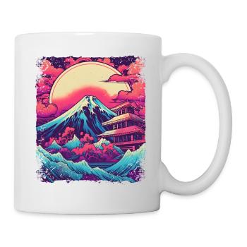 Ästhetische japanische Visierhalterung Fuji Vaporwave - Tasse - Weiß - Rechts