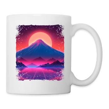 Esthétique Vaporwave Japon Vue Mont Fuji Volcan - Mug blanc - blanc - Droite