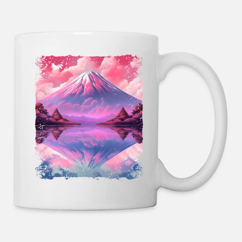 Ästhetischer Dampfwellenvulkan Japan Sichtberg Fuji - Tasse - Weiß
