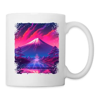 Vue esthétique japonaise Mont Fuji Vaporwave - Mug blanc - blanc - Droite