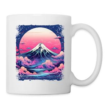 Vaporwave Volcan Esthétique Japon Vue Mont Fuji - Mug blanc - blanc - Droite